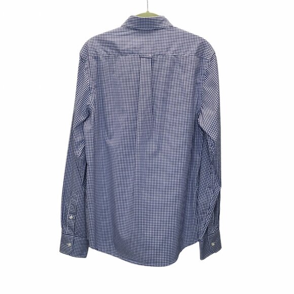 Izod Dress Shirt Men Medium Blue White Check Slim Fit Long Sleeve Classic Preppy - Picture 3 of 11